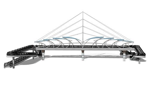 Modern Bridge Landscape Bridge 3d model