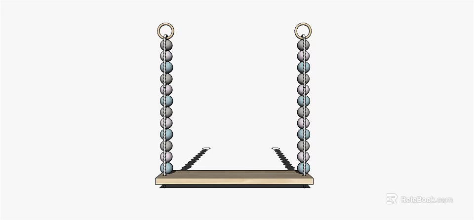 Stylish Wall Cabinets With Metal Chains And Wooden Shelf For Home Storage Design 3d model 