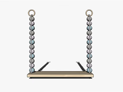 Stylish Wall Cabinets With Metal Chains And Wooden Shelf For Home Storage Design 3d model