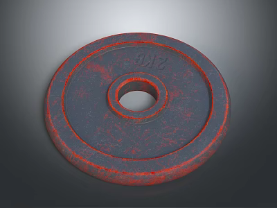 Red And Black Weight Plate With Textured Surface And Number 012 3d model