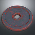 Red And Black Weight Plate With Textured Surface And Number 012