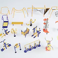 Fitness Equipment Assortment Featuring Outdoor Gym Tools And Various Exercise Machines