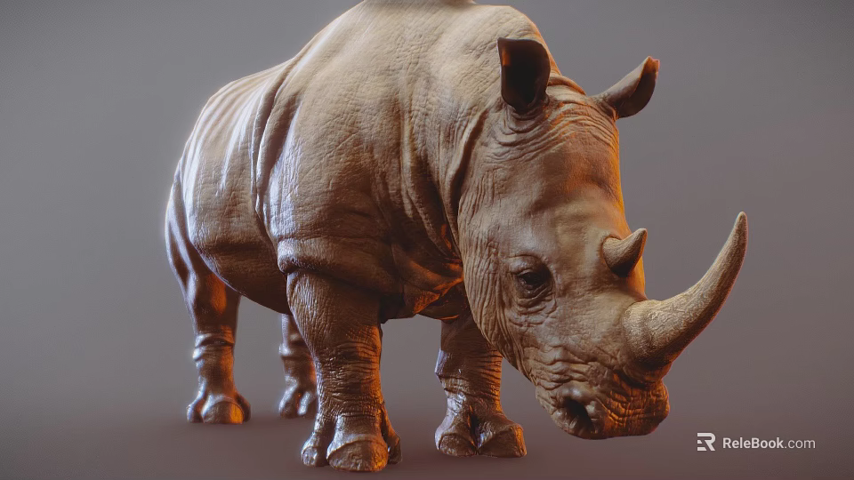 Realistic 3D Rendered Rhinoceros Model With Detailed Texture And Standing Pose 3d model 
