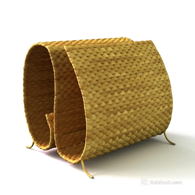 Natural Woven Rattan Storage Basket With Stand For Home Organizing And Decorative Use 3d model 