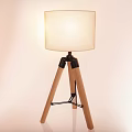 Modern Wooden Tripod Table Lamp with White Lampshade and Minimalist Design for Home