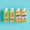 Colorful Bottled Beverages with Green Fruit and Coconut Flavors in Attractive Label Design
