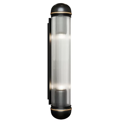 Modern Vertical Ribbed Glass Wall Lamp With Black Frame And Soft Light 3d model