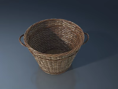 Handwoven Wicker Basket With Two Handles For Home Storage And Decor 3d model