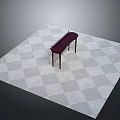Elegant Dark Red Wooden Table Placed On Gray And White Checkered Floor