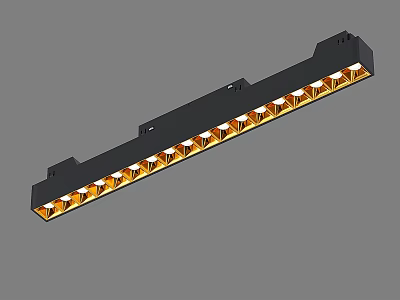 Linear Black Housing Multiple Bulb Downlight Spotlight With Warm Yellow Light 3d model