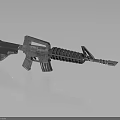 Silver Metal Modern Rifle Detailed Structure With Barrel Stock And Magazine