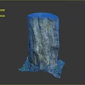 Rustic Wooden Stump Decorative Ornament With Natural Texture And Green Plants At Base