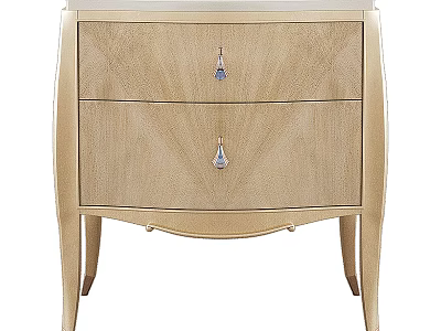 Wooden Modern Nightstand with Two Drawers and Decorative Handles for Bedroom Furniture Decor 3d model