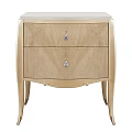 Wooden Modern Nightstand with Two Drawers and Decorative Handles for Bedroom Furniture Decor