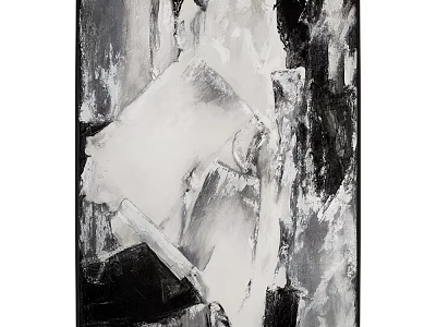 Black and White Abstract Painting With Expressive Brushstrokes Textured Surfaces And Abstract Forms 3d model