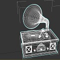 Retro Music Box Phonograph Player Horn 3d model