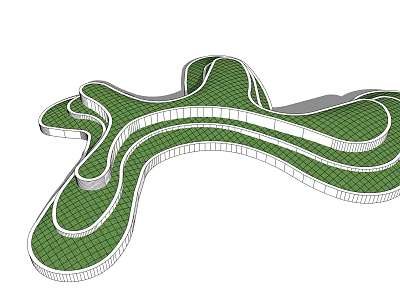 Curved Multi Level Tree Pit Design With Green Geometric Landscape Structure 3d model