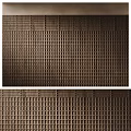 Modern Brown Textured Grid Background Wall Design With Natural Wood Panels 3d model
