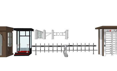 Modern gate machine for sentry box in residential area 3d model