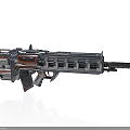 Futuristic Advanced Gun With Metallic Silver Red Tactical Design And Structure