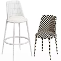 Modern Velvet Bar Stool and Dining Chair with Golden and Black Metal Legs