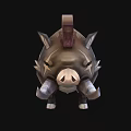 Fierce Fantasy Boar Game Character With Large Tusks Spiked Mane And White Stripes