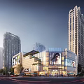 Modern Commercial Street With High Rise Buildings Shopping Mall And Busy Urban Atmosphere
