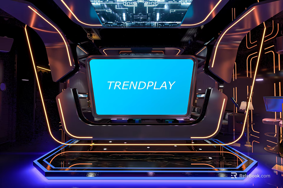 Futuristic KTV Room With Neon Lights And High Tech Design 3d model 