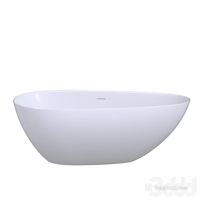 White Freestanding Oval Shaped Bathtub With Smooth Surface For Modern Bathroom 3d model 