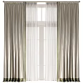 Layered Beige Curtains With White Sheer Panels For Window Home Decor
