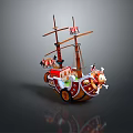 Colorful Cartoon Style Toy Ship With Multiple Masts And Decorative Elements