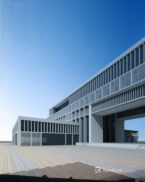 Modern Office Building Exterior With Glass Facade And Sleek Contemporary Design 3d model 