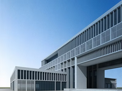 Modern Office Building Exterior With Glass Facade And Sleek Contemporary Design 3d model