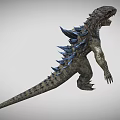 Fierce Mythical Reptile With Sharp Teeth Spiked Back Muscular Limbs And Long Tail Standing