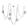Modern Chandelier with Multiple Spherical Bulbs Hanging on Silver Metal Chains 3d model