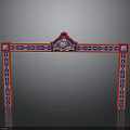 Ornate Decorative Archway With Red Border And Symmetric Patterns Top Circular Ornament And Intricate Designs