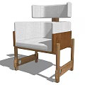 Modern Armchair With Wooden Frame And White Fabric Upholstery For Living Room
