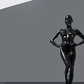 Black Human Sculpture in Standing Pose with Smooth Surface and Gray Background 3d model