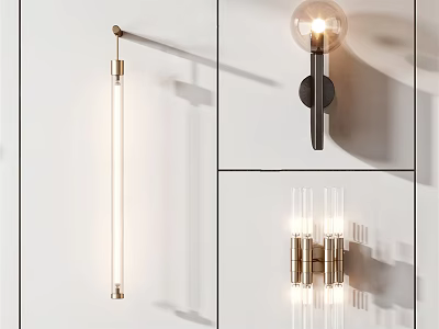 Modern Wall Lamps Featuring Sleek Metal Designs Glass Shades And Warm Illumination Styles 3d model
