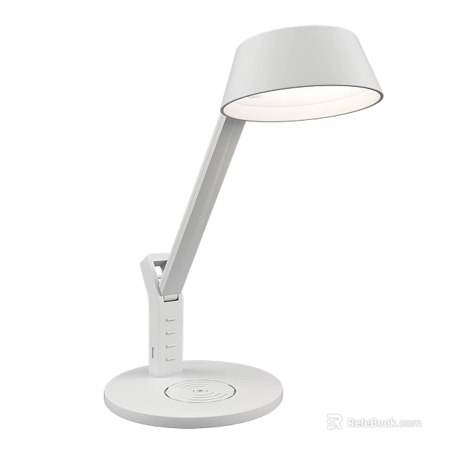 Modern Adjustable White Desk Lamp With Flexible Arm And Control Panel 3d model 