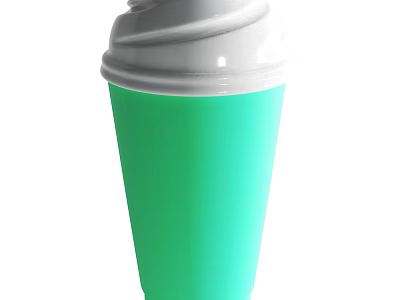 Green Beverage Cup With White Swirl Lid And Modern Design Features 3d model