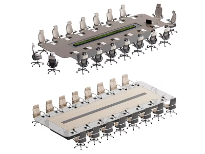 Modern Conference Table With Ergonomic Office Chairs For Professional Meetings 3d model