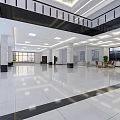 Modern Spacious Lobby Front Desk Reception With Marble Counter Intricate Floor Pattern And Elegant Ceiling