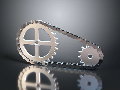 Heavy Duty Metal Commercial Equipment Featuring Gear Chain And Mechanical Components 3d model