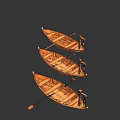 Two Handcrafted Wooden Boats With Oars And Detailed Wooden Supports