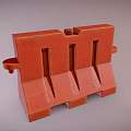 Red Concrete Traffic Barrier With Holes And Side Handles For Construction Areas