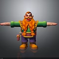 Cartoon Character With Red Hair And Braided Orange Beard Green Shirt Purple Pants Arms Outstretched