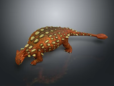 Ankylosaurus Prehistoric Reptile With Orange Red Body And Yellow Bony Plates 3d model