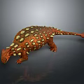 Ankylosaurus Prehistoric Reptile With Orange Red Body And Yellow Bony Plates
