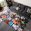 Vibrant Square Rug With Colorful Cartoon Characters For Indoor Living Space Decoration
